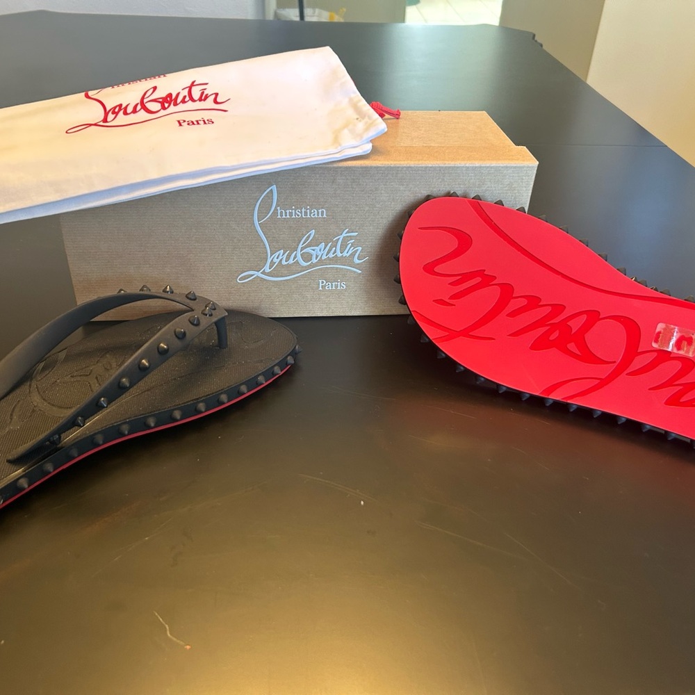 Christian Louboutin Black and Red Spiked Sandals